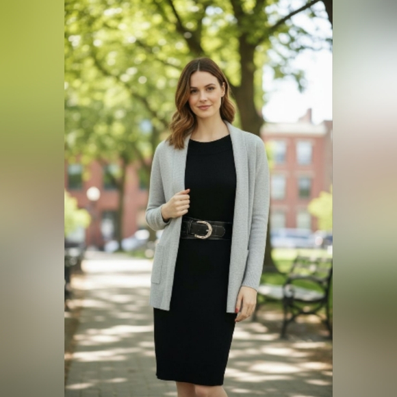 Silk Blend Womens Cashmere Y2K  Luxurious crew neck Black sweater dress Small - Picture 2 of 6